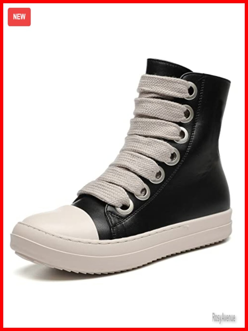 Womens High Top Sneakers PU Leather Platform Walking Shoes Zipper Thick Laces